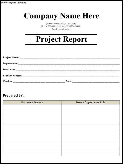 simple project report template word free download